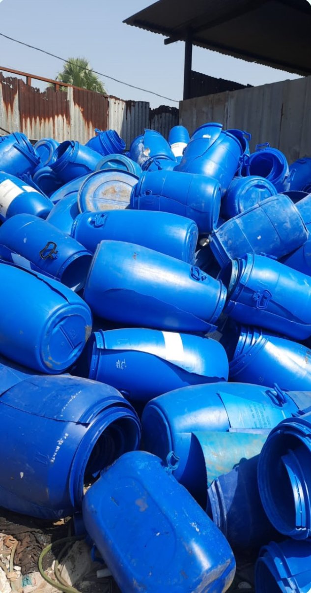 Incoming HDPE drums