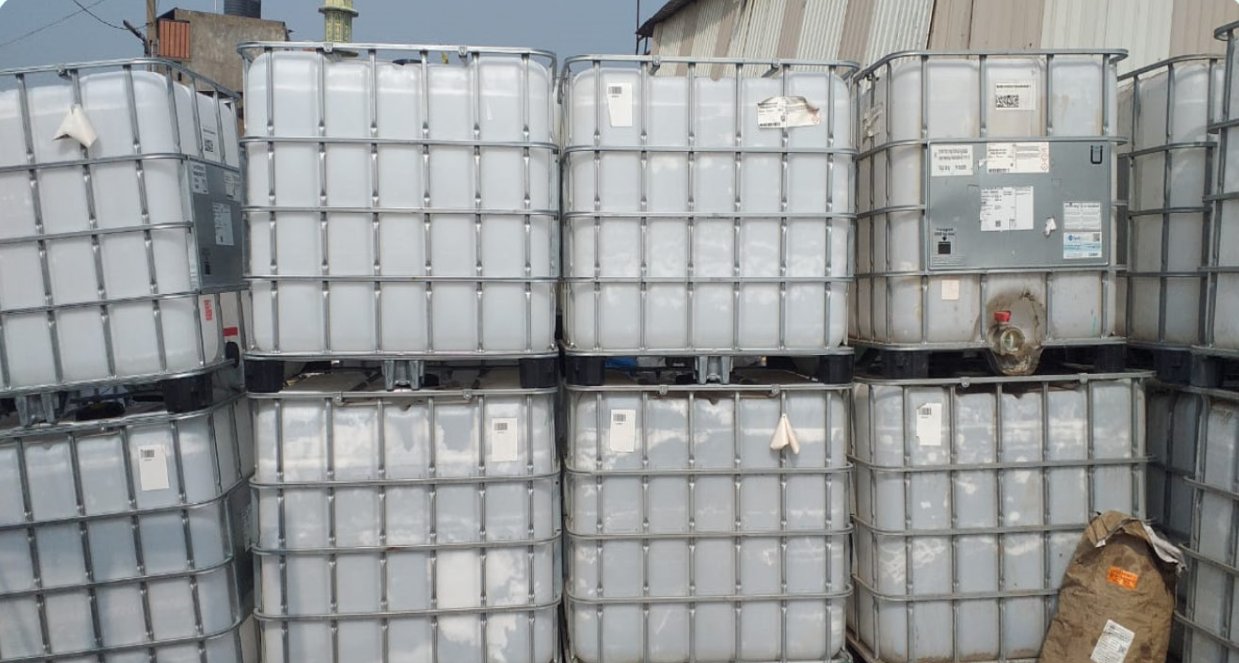 IBC tanks after collection